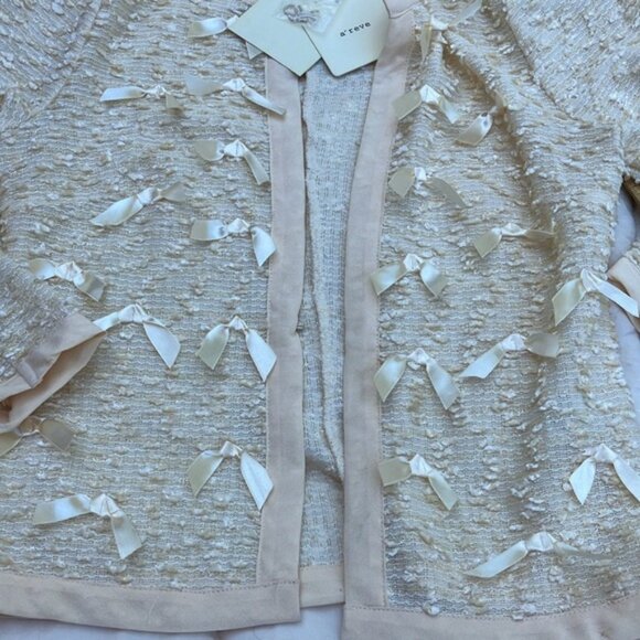 A'Reve summer lightweight  Lace Cardigan with Ribbon Accents small - Picture 10 of 12